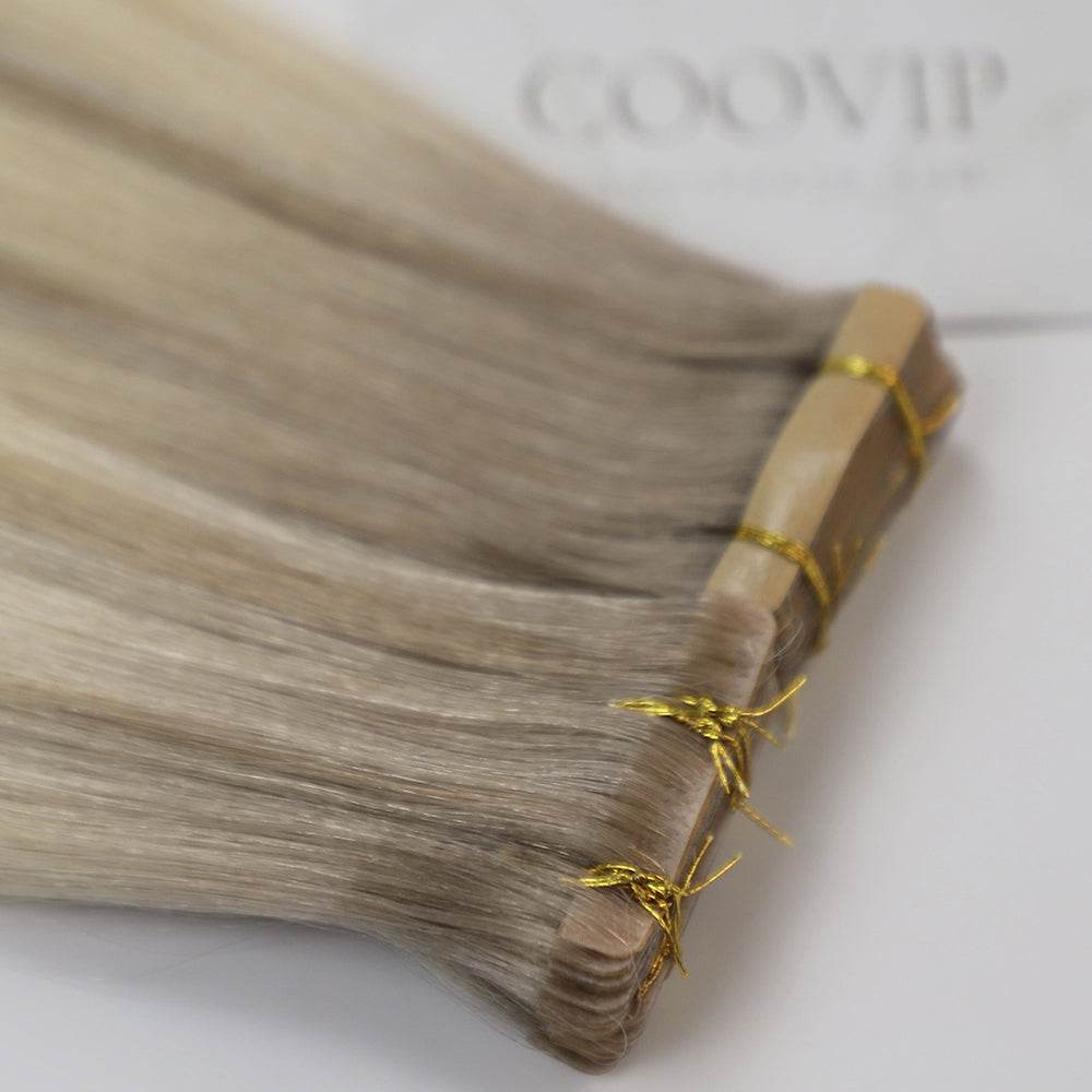 Invisible Tape in Extensions Double Drawn Balayage Hair #B9.1/60A 100g - Cooviphair