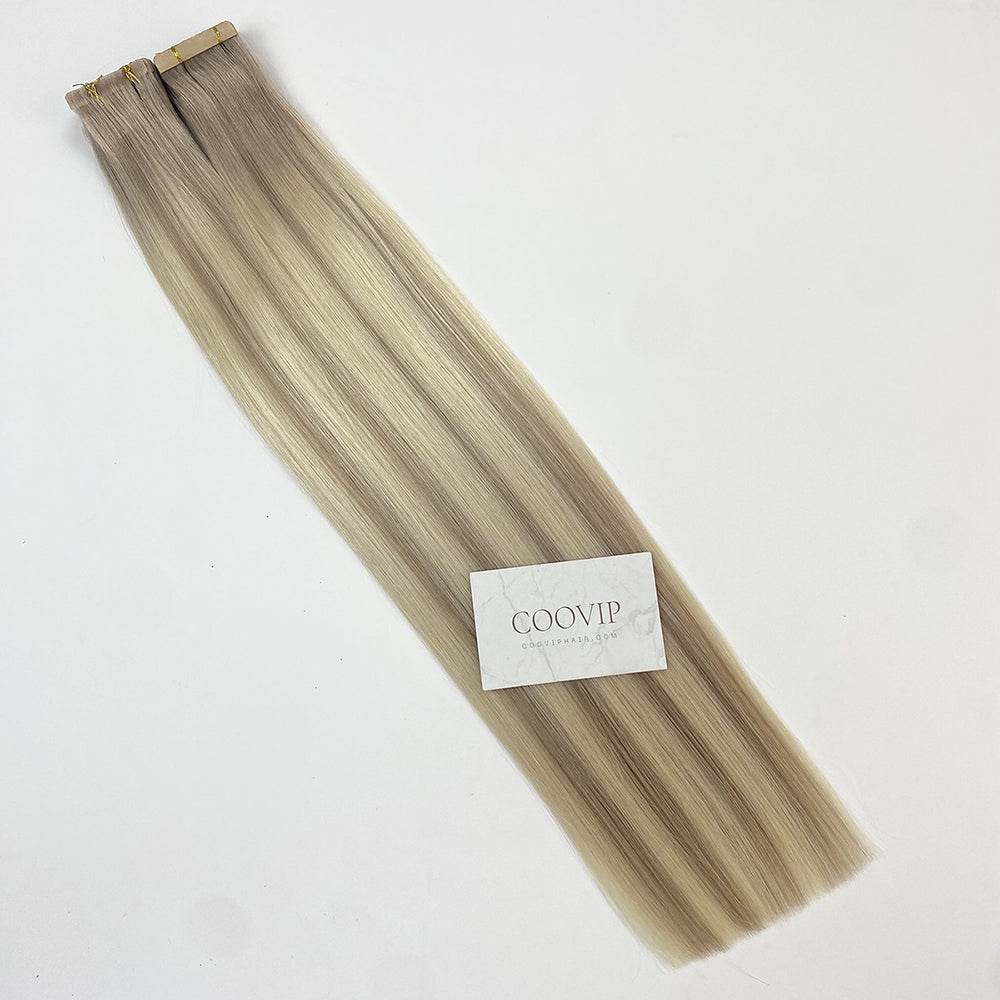 Invisible Tape in Extensions Double Drawn Balayage Hair #B9.1/60A 100g - Cooviphair