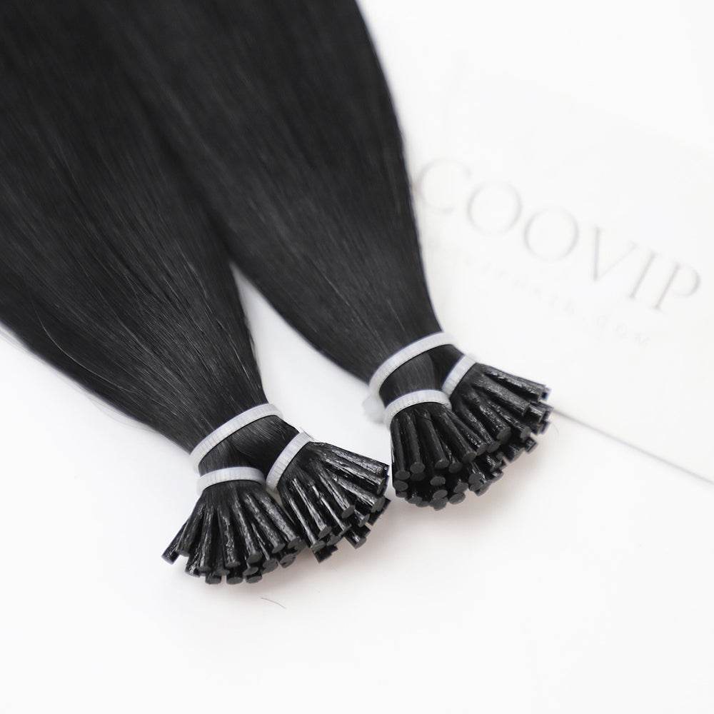 I Tip Extensions Double Drawn #1 Jet Black Hair 50g - Cooviphair