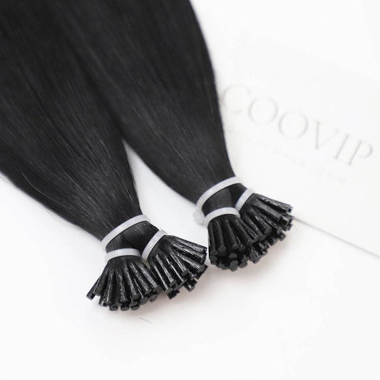 I Tip Extensions Double Drawn #1 Jet Black Hair 50g - Cooviphair