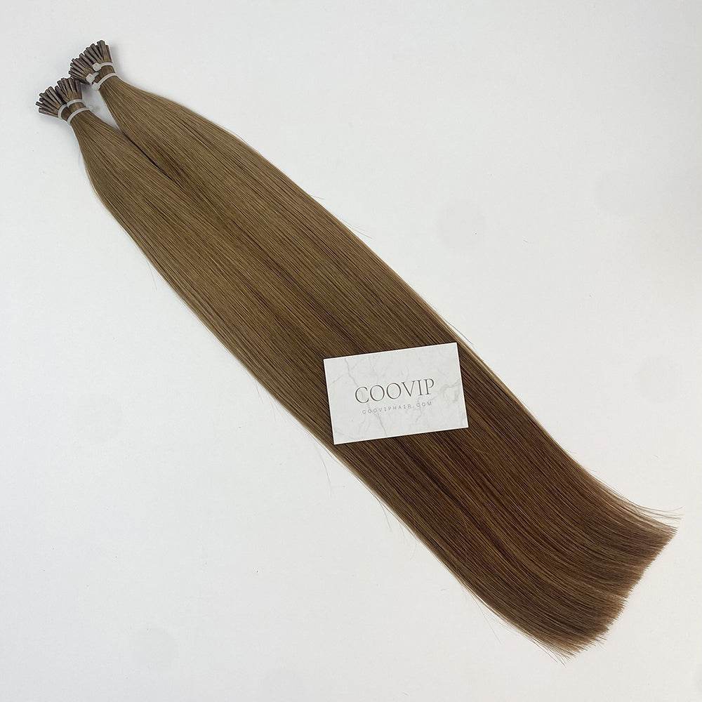 I Tip Extensions Double Drawn #8 Light Chestnut Brown Hair 50g - Cooviphair