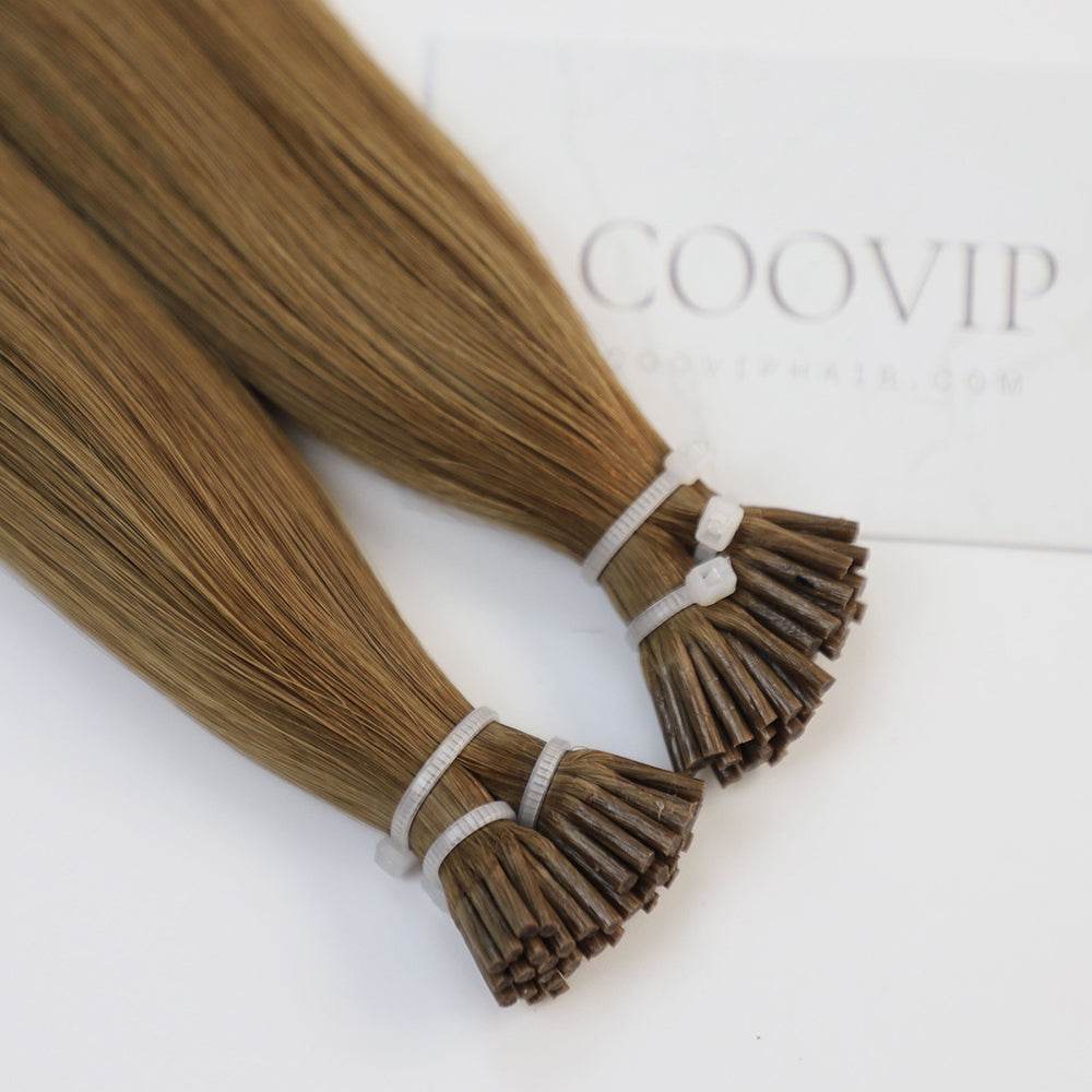 I Tip Extensions Double Drawn #8 Light Chestnut Brown Hair 50g - Cooviphair