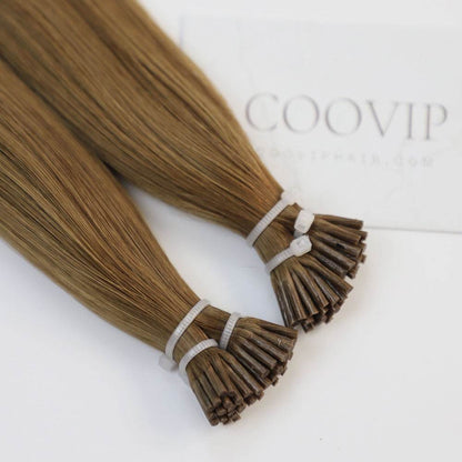 I Tip Extensions Double Drawn #8 Light Chestnut Brown Hair 50g - Cooviphair