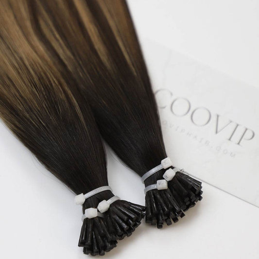 I Tip Extensions Double Drawn Balayage Hair #B2/4/27 50g - Cooviphair