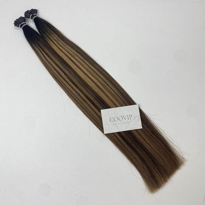 I Tip Extensions Double Drawn Balayage Hair #B2/4/27 50g - Cooviphair