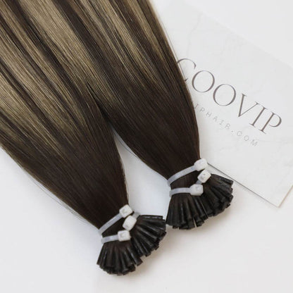 I Tip Extensions Double Drawn Balayage Hair #B4/18 50g - Cooviphair