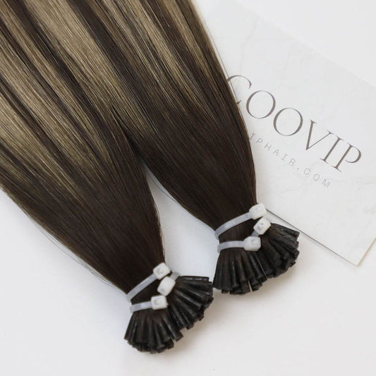 I Tip Extensions Double Drawn Balayage Hair #B4/18 50g - Cooviphair