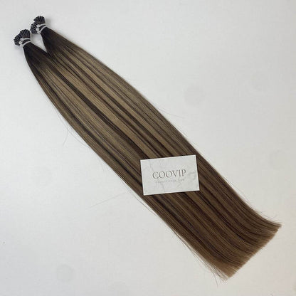 I Tip Extensions Double Drawn Balayage Hair #B4/18 50g - Cooviphair