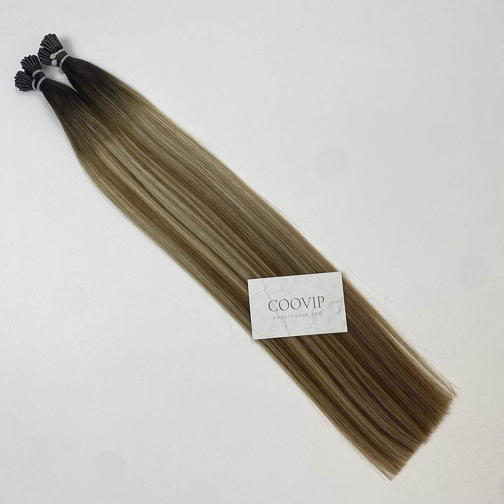 I Tip Extensions Double Drawn Balayage Hair #B4/8/60 50g - Cooviphair