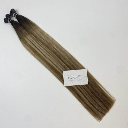 I Tip Extensions Double Drawn Balayage Hair #B4/8/60 50g - Cooviphair