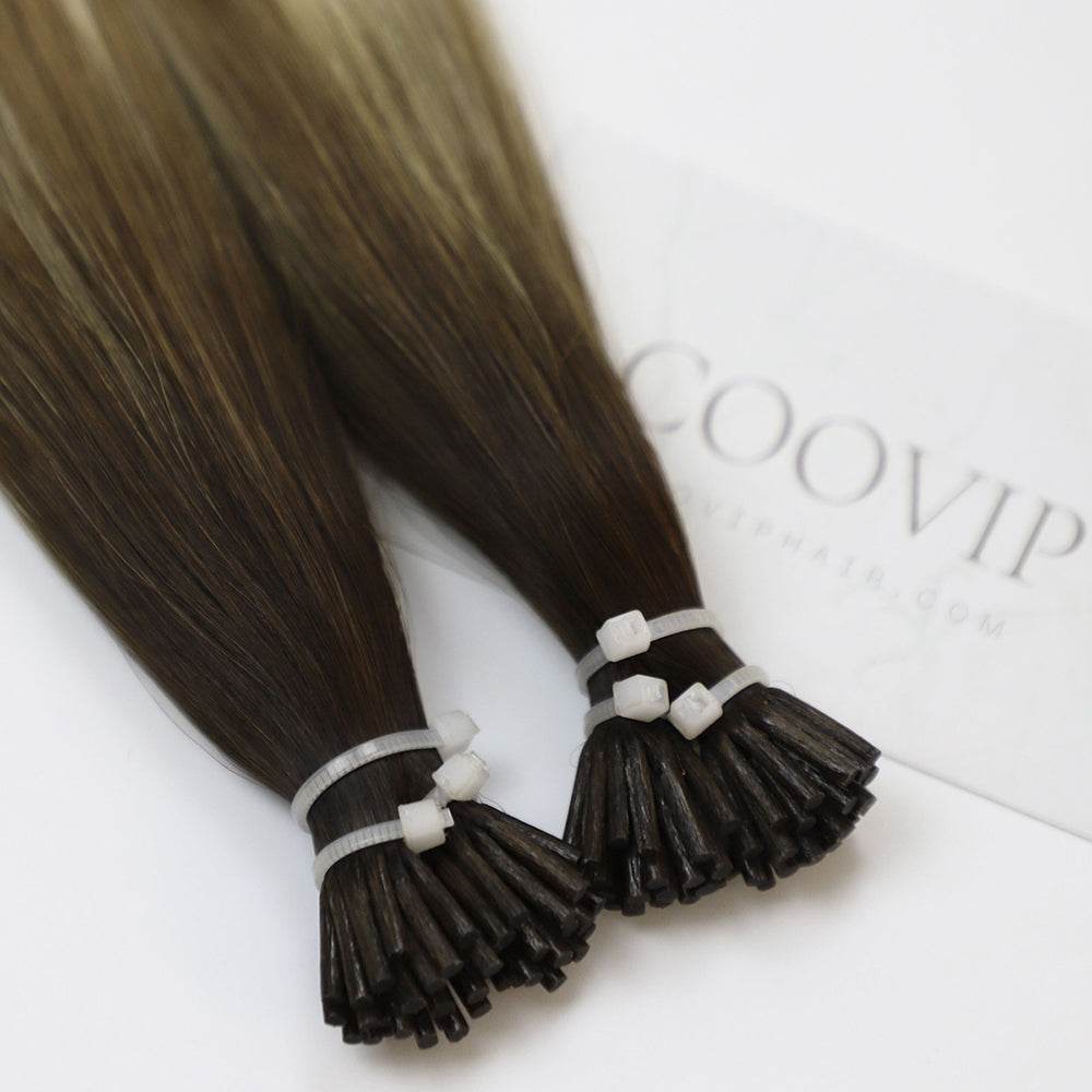 I Tip Extensions Double Drawn Balayage Hair #B4/8/60 50g - Cooviphair