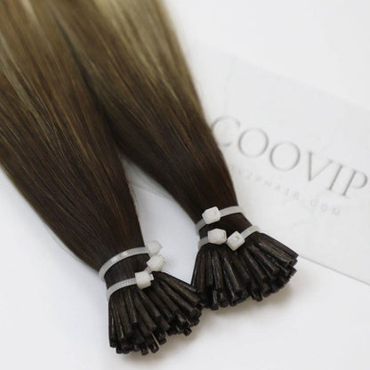 I Tip Extensions Double Drawn Balayage Hair #B4/8/60 50g - Cooviphair