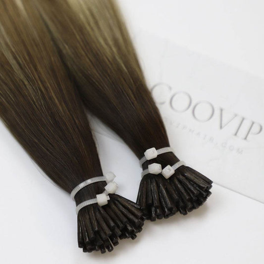 I Tip Extensions Double Drawn Balayage Hair #B4/8/60 50g - Cooviphair