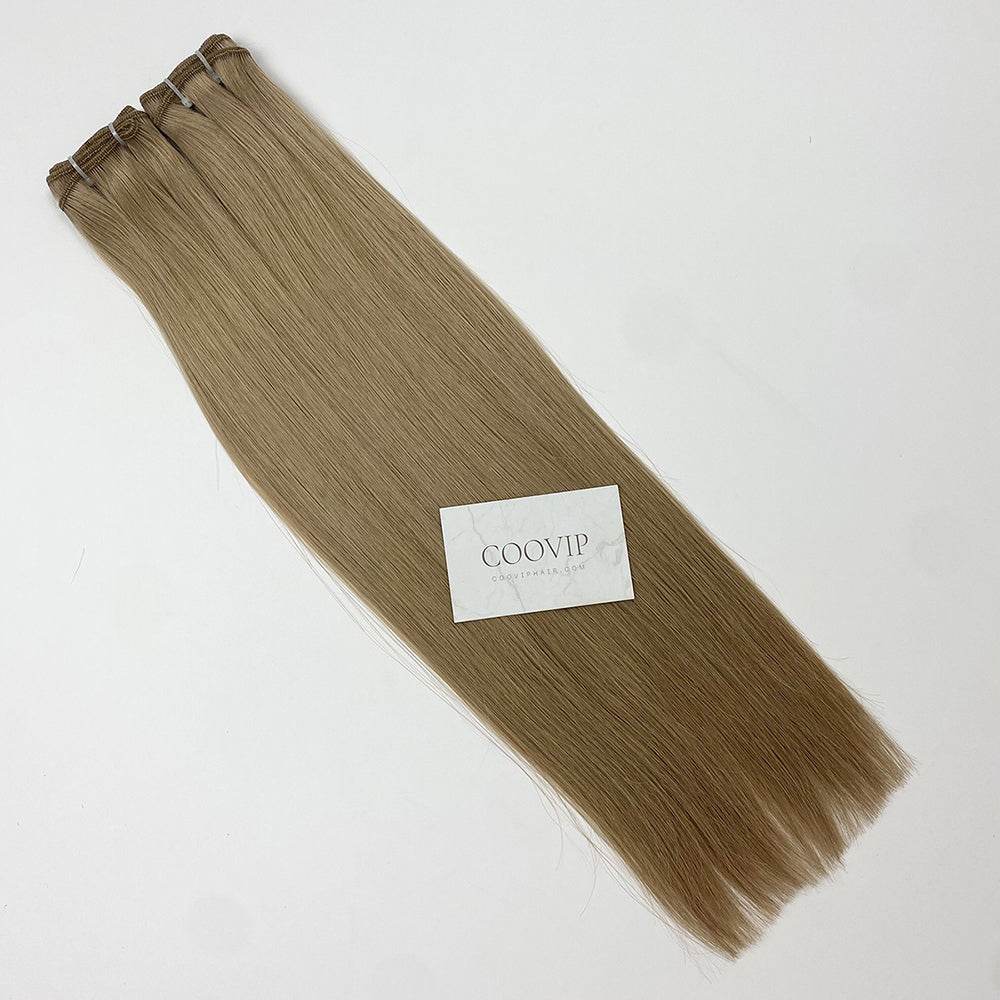 Machine Weft Extensions Double Drawn #18 Dark Ash Blonde Hair 50g - Cooviphair