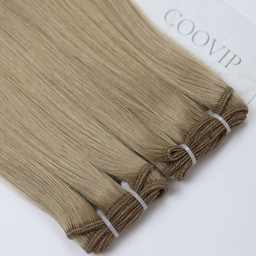Machine Weft Extensions Double Drawn #18 Dark Ash Blonde Hair 50g - Cooviphair