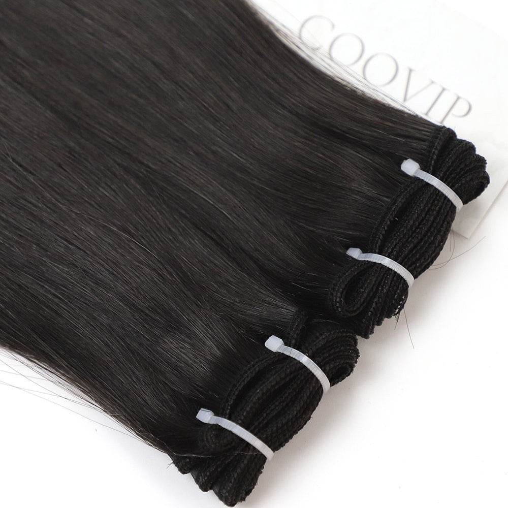 Machine Weft Extensions Double Drawn #1B Natural Black Hair 50g - Cooviphair