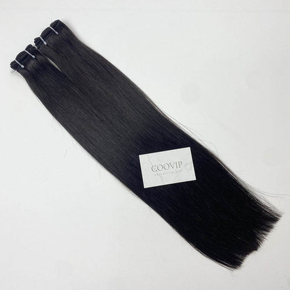 Machine Weft Extensions Double Drawn #1B Natural Black Hair 50g - Cooviphair