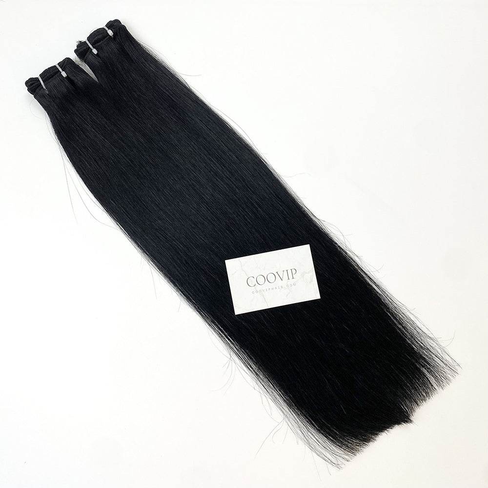 Machine Weft Extensions Double Drawn #1 Jet Black Hair 50g - Cooviphair