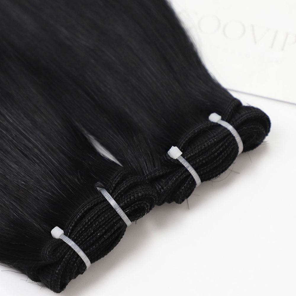 Machine Weft Extensions Double Drawn #1 Jet Black Hair 50g - Cooviphair