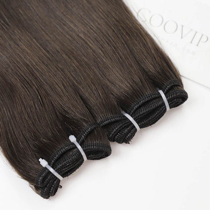 Machine Weft Extensions Double Drawn #2 Dark Chocolate Brown Hair 50g - Cooviphair