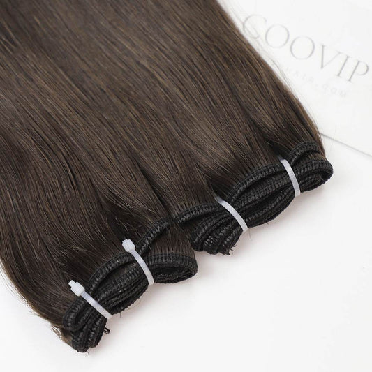 Machine Weft Extensions Double Drawn #2 Dark Chocolate Brown Hair 50g - Cooviphair