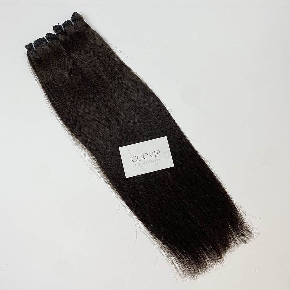 Machine Weft Extensions Double Drawn #2 Dark Chocolate Brown Hair 50g - Cooviphair