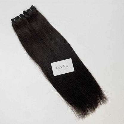 Machine Weft Extensions Double Drawn #2 Dark Chocolate Brown Hair 50g - Cooviphair