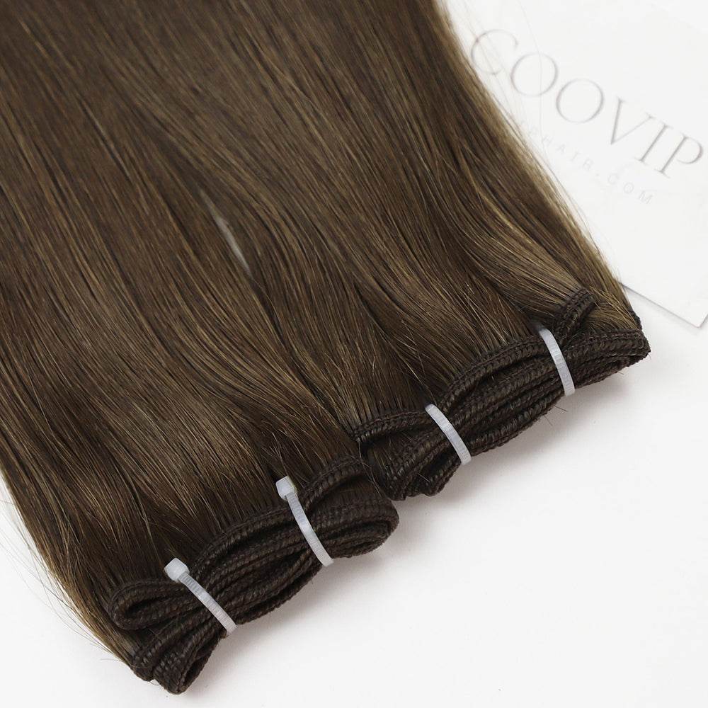 Machine Weft Extensions Double Drawn #4 Chocolate Brown Hair 50g - Cooviphair