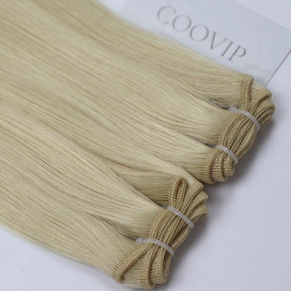 Machine Weft Extensions Double Drawn #613 Bleach Blonde Hair 50g - Cooviphair