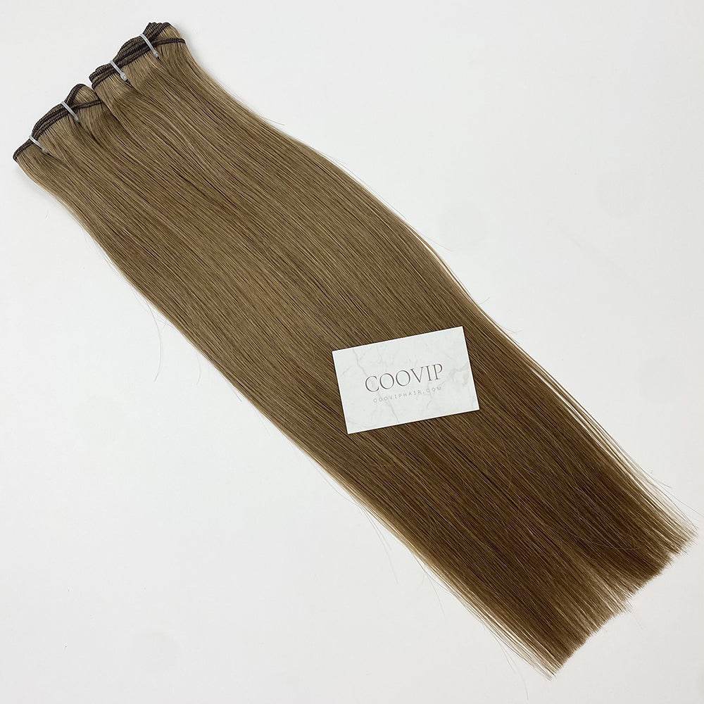 Machine Weft Extensions Double Drawn #6 Medium Chestnut Brown Hair 50g - Cooviphair