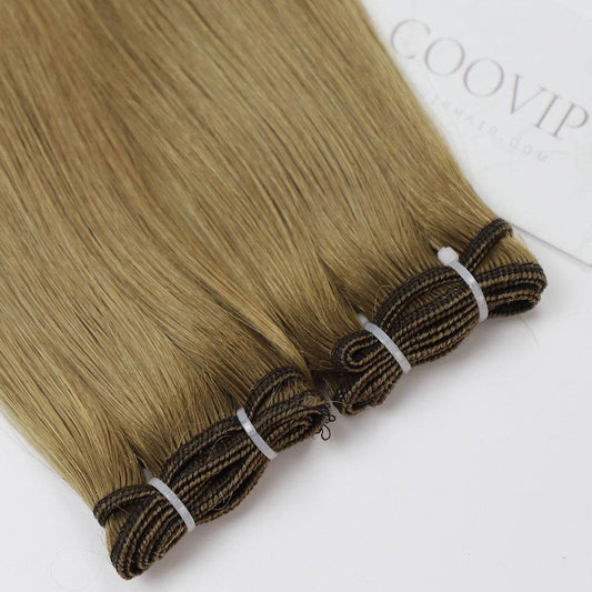 Machine Weft Extensions Double Drawn #8 Light Chestnut Brown Hair 50g - Cooviphair