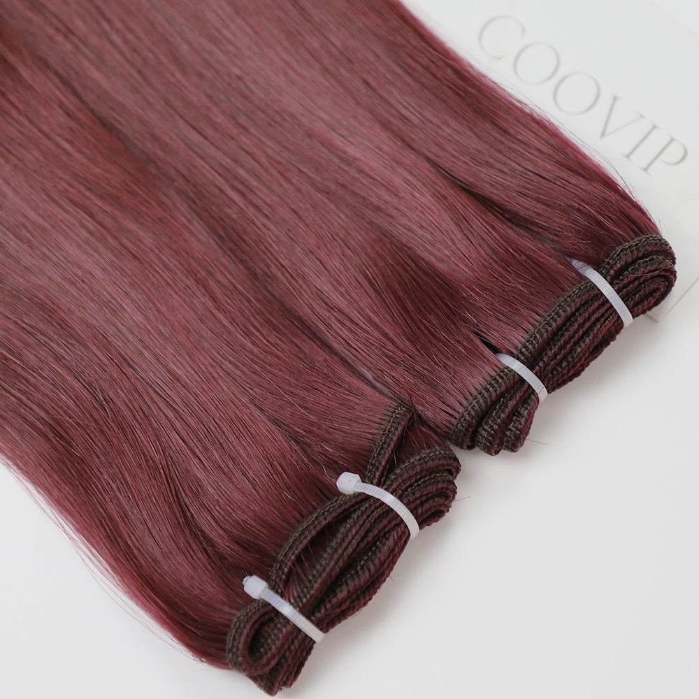 Machine Weft Extensions Double Drawn #99J Red Wine Burgundy Hair 50g - Cooviphair