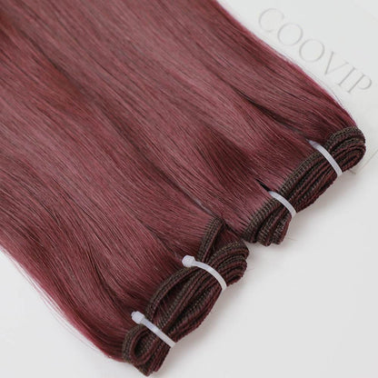 Machine Weft Extensions Double Drawn #99J Red Wine Burgundy Hair 50g - Cooviphair