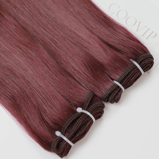 Machine Weft Extensions Double Drawn #99J Red Wine Burgundy Hair 50g - Cooviphair