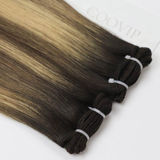 Machine Weft Extensions Double Drawn Balayage Hair #B2/4/27 50g - Cooviphair