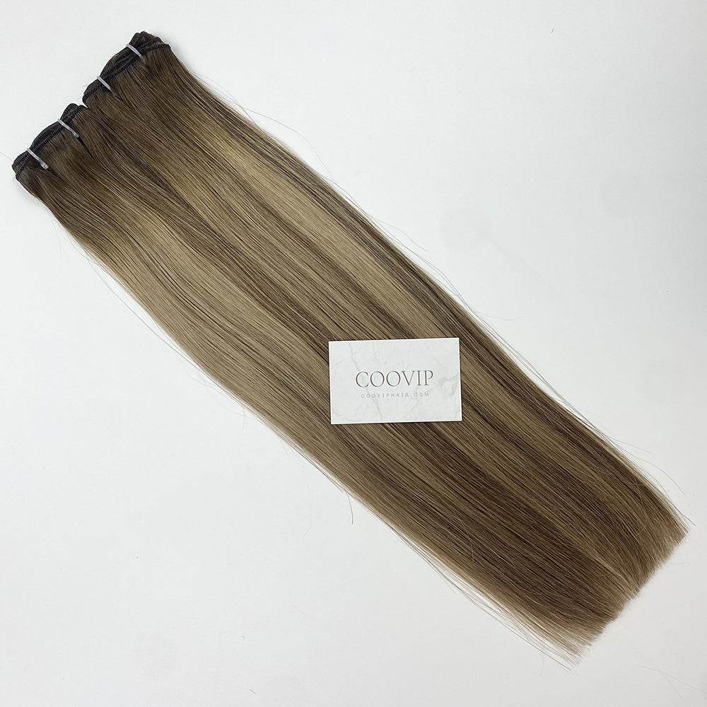 Machine Weft Extensions Double Drawn Balayage Hair #B4/18 50g - Cooviphair