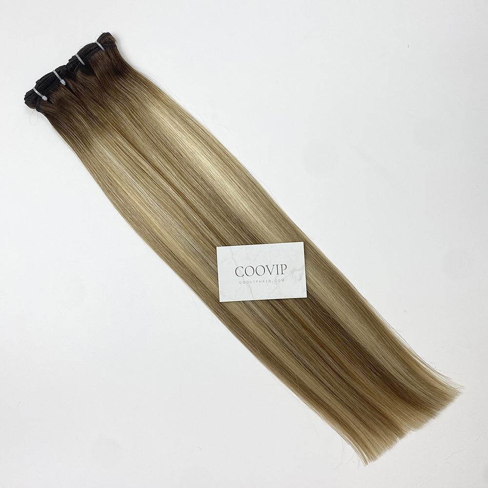 Machine Weft Extensions Double Drawn Balayage Hair #B4/8/60 50g - Cooviphair