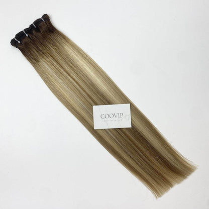 Machine Weft Extensions Double Drawn Balayage Hair #B4/8/60 50g - Cooviphair