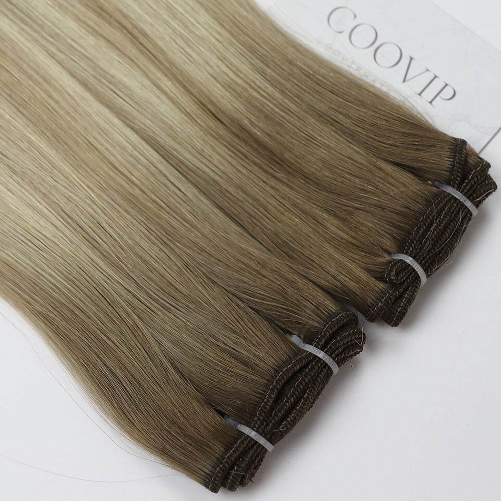 Machine Weft Extensions Double Drawn Balayage Hair #B6/18/60 50g - Cooviphair