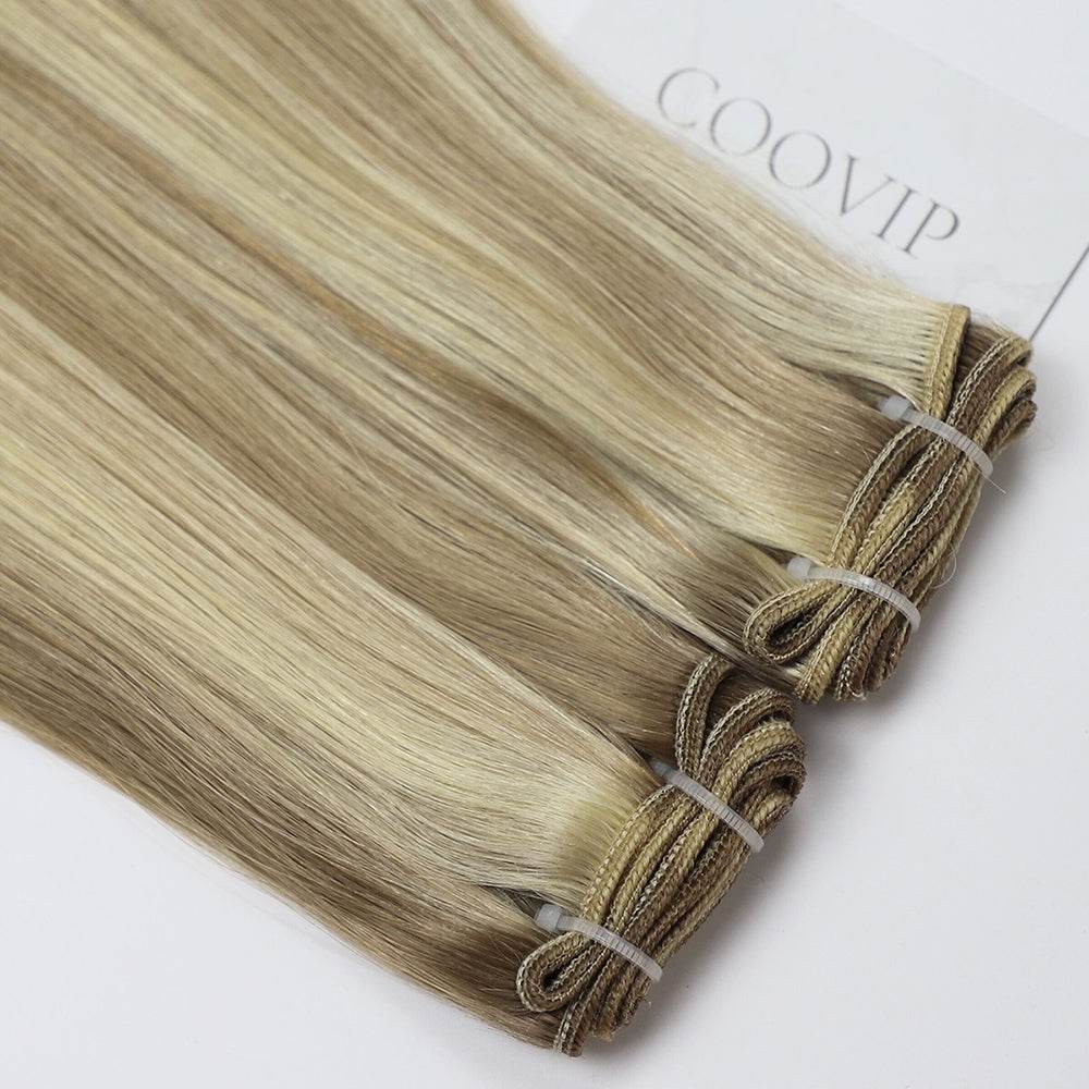 Machine Weft Extensions Double Drawn Piano Color Hair #P8/613 50g - Cooviphair
