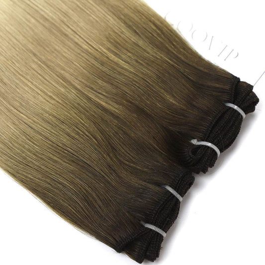 Machine Weft Extensions Double Drawn Ombre Hair #T4/18/60 50g - Cooviphair