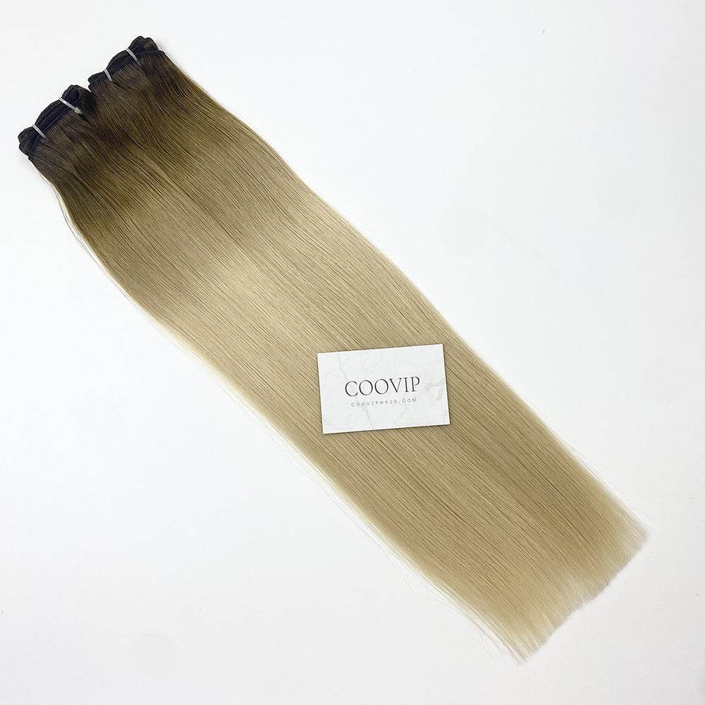 Machine Weft Extensions Double Drawn Ombre Hair #T4/18/60 50g - Cooviphair