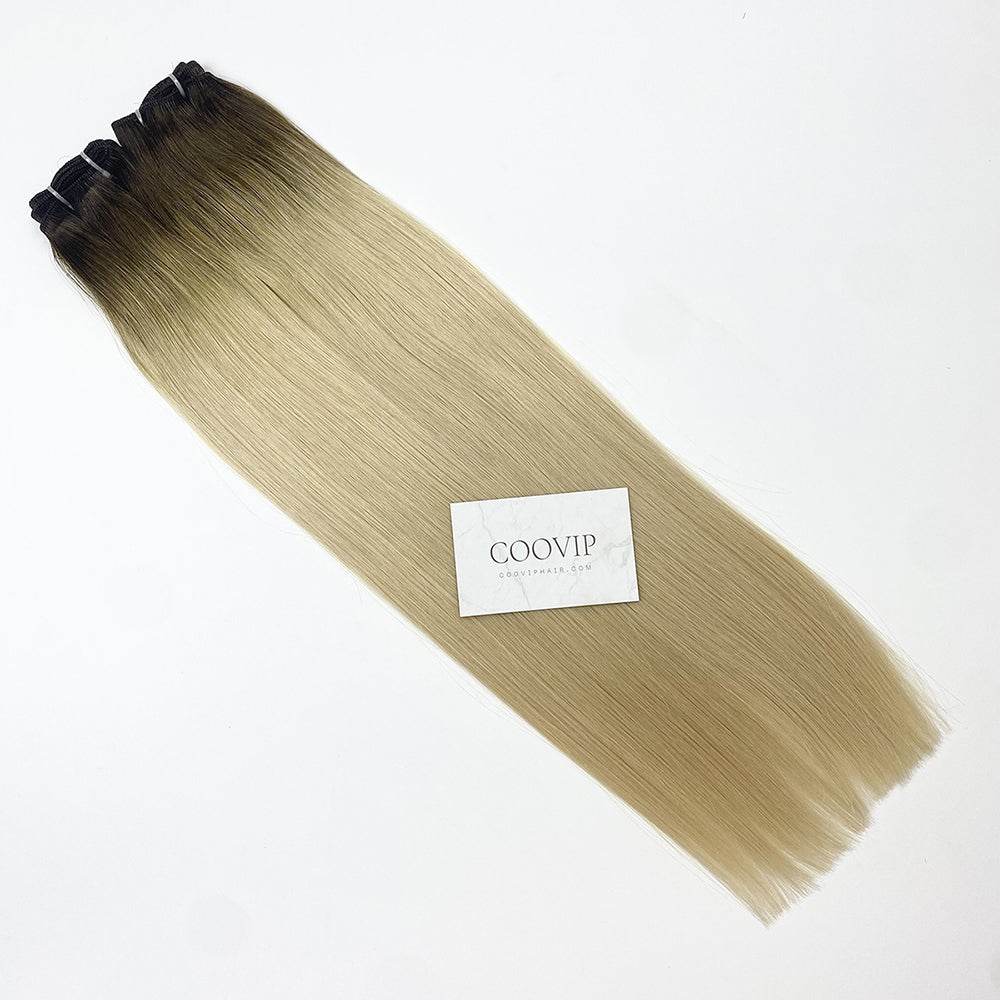 Machine Weft Extensions Double Drawn Ombre Hair #T4/60 50g - Cooviphair