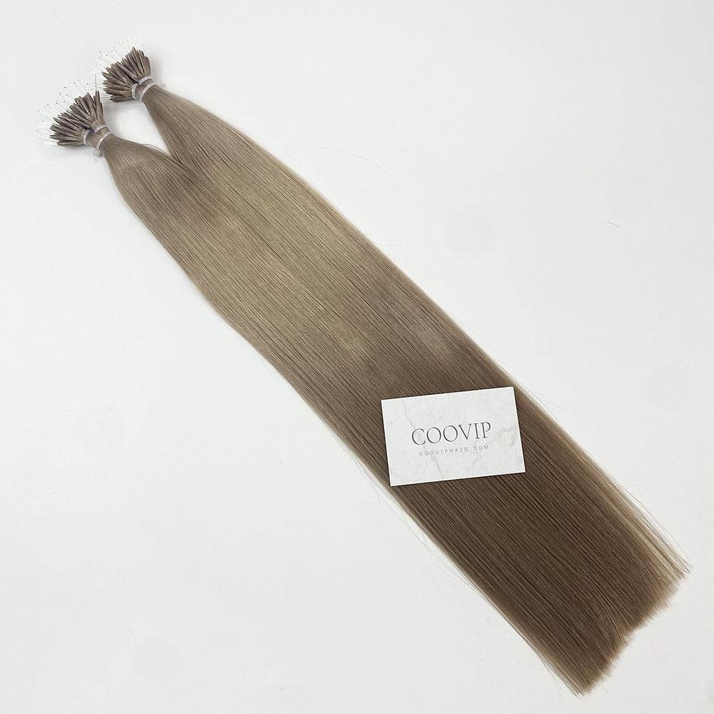 Nano Bead Hair Extensions Double Drawn #18 Dark Ash Blonde Hair 50g - Cooviphair