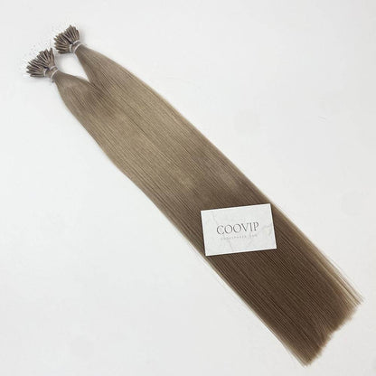 Nano Bead Hair Extensions Double Drawn #18 Dark Ash Blonde Hair 50g - Cooviphair