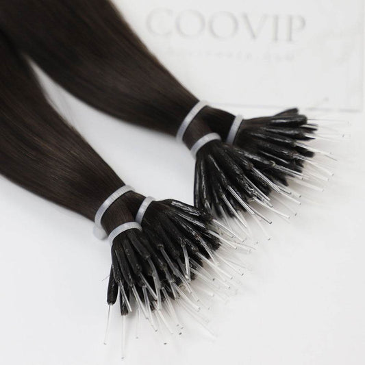 Nano Bead Hair Extensions Double Drawn #2 Dark Chocolate Brown Hair 50g - Cooviphair