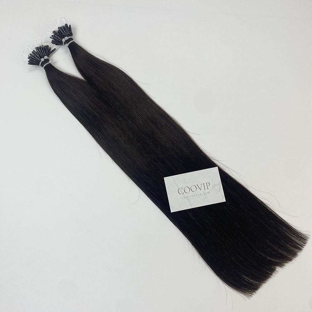 Nano Bead Hair Extensions Double Drawn #2 Dark Chocolate Brown Hair 50g - Cooviphair