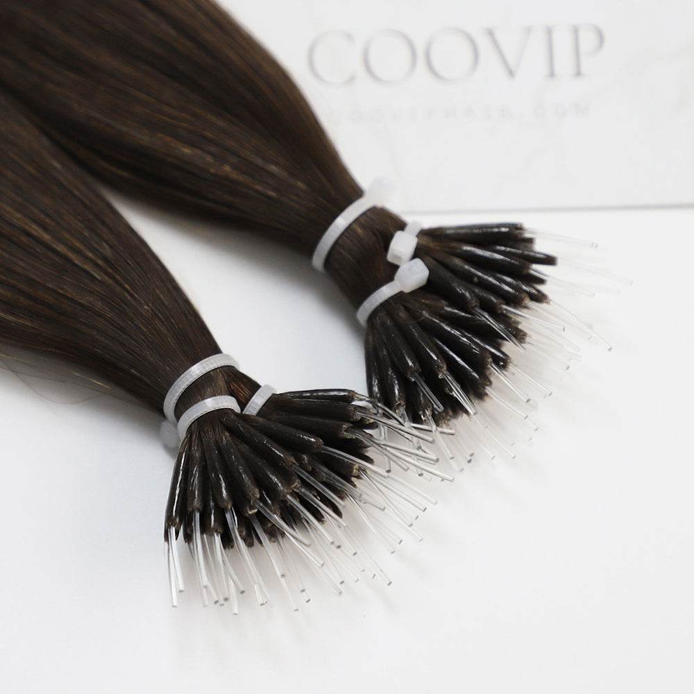 Nano Bead Hair Extensions Double Drawn #4 Chocolate Brown Hair 50g - Cooviphair