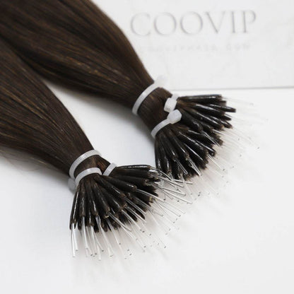 Nano Bead Hair Extensions Double Drawn #4 Chocolate Brown Hair 50g - Cooviphair