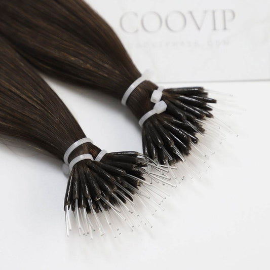 Nano Bead Hair Extensions Double Drawn #4 Chocolate Brown Hair 50g - Cooviphair